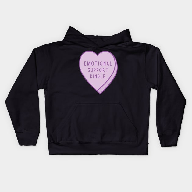 Emotional Support Kindle Candy Heart Tropes Book Purple Kids Hoodie by SouQ-Art